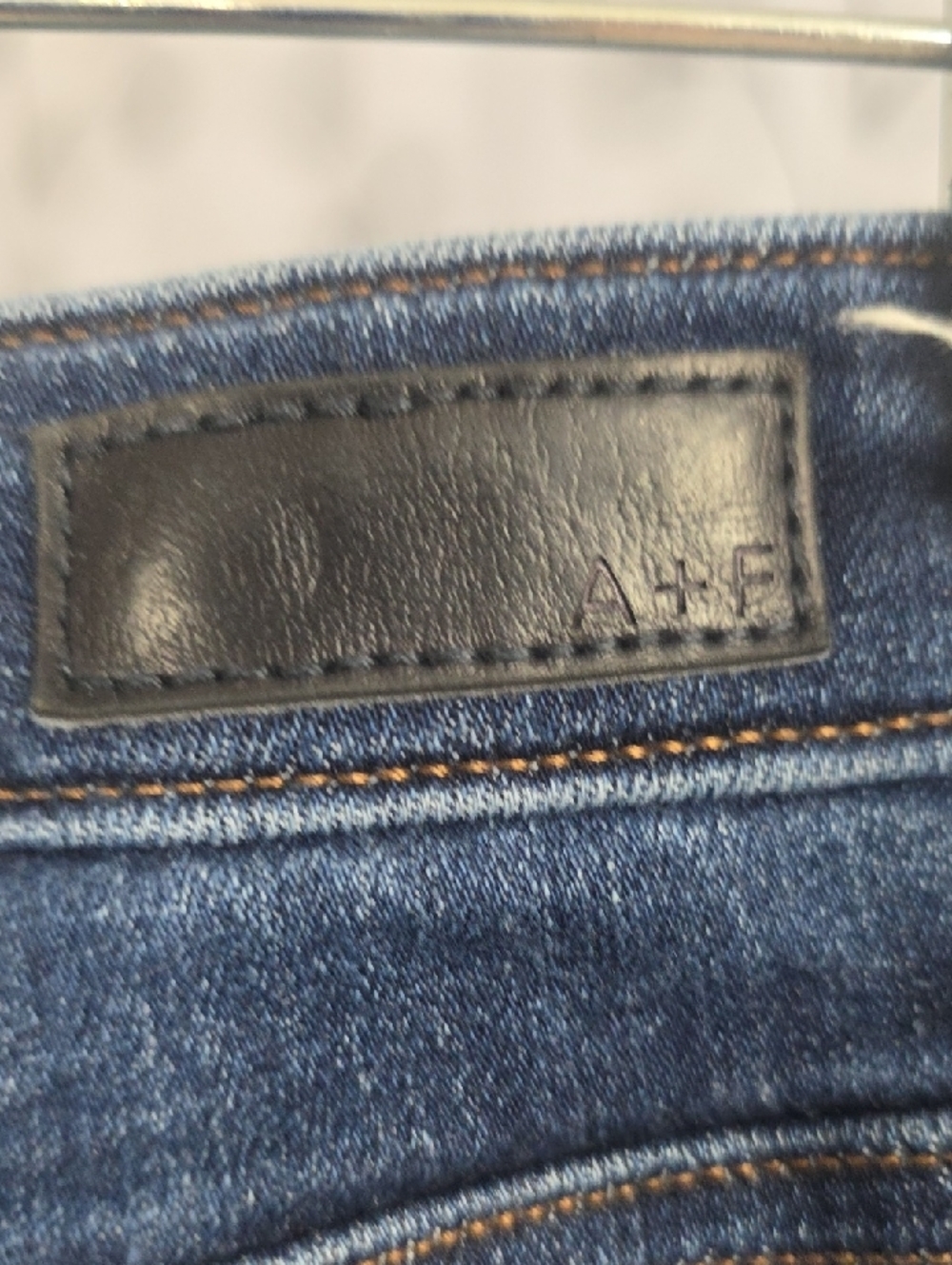 Abercrombie & Fitch Dark Blue Distressed High-Rise Jeans - Picture 6 of 8